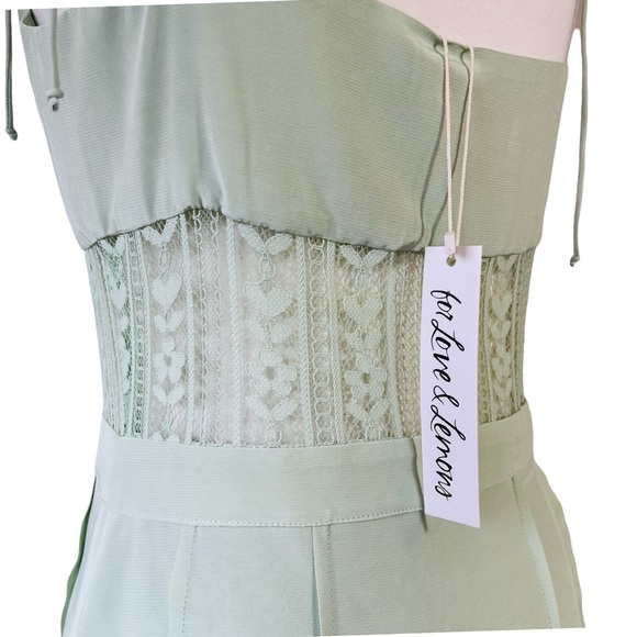 NWT For Love and Lemons Lovebird Lace Midi Dress Size Small Green - Picture 8 of 16